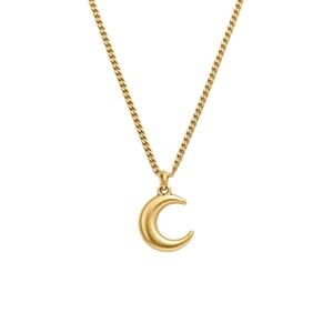 Gold Crescent Moon Pendant Necklace
